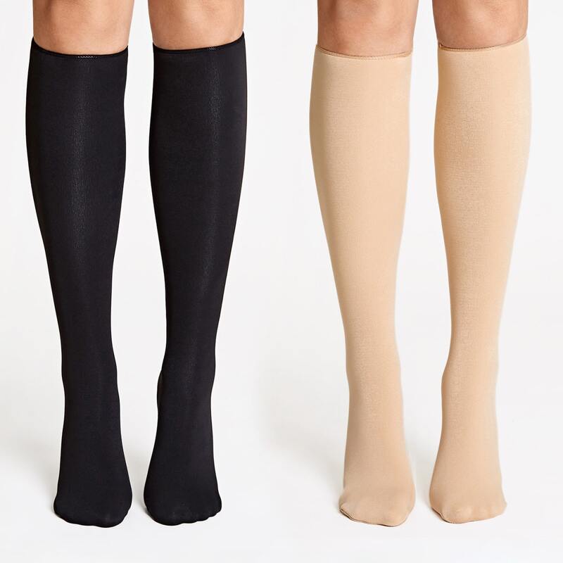 

2pairs Solid Knee Socks, Multicolor
