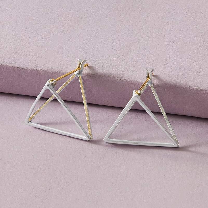 

1pair Triangle Design Stud Earrings, Silver