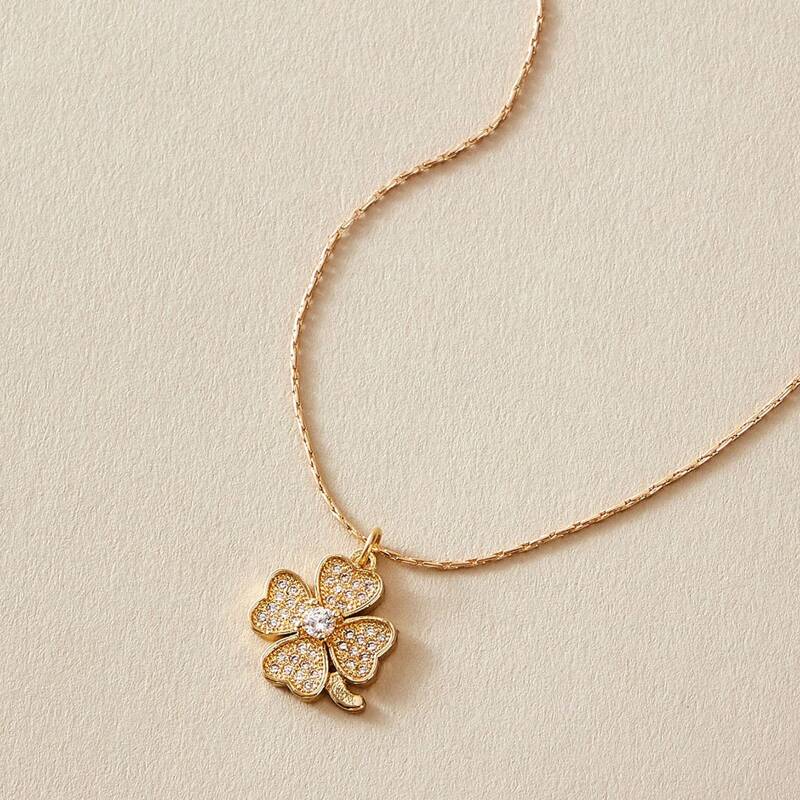 

1pc Clover Charm Necklace, Gold