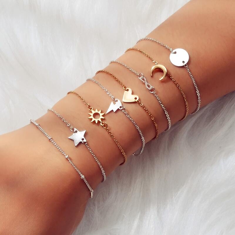 

8pcs Star & Heart Decor Bracelet, Multicolor