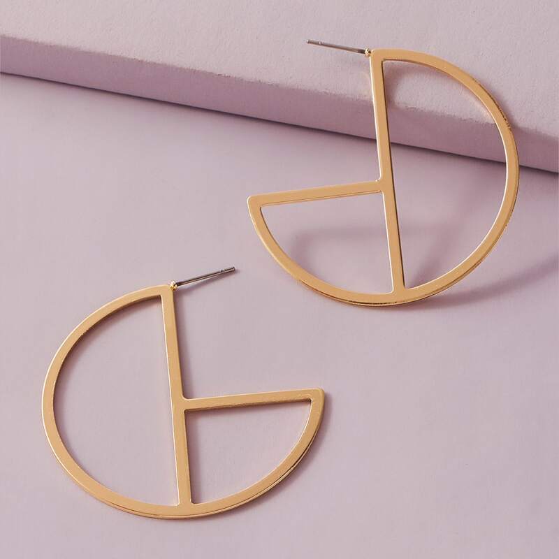 

1pair Hollow Out Geometric Earrings, Gold