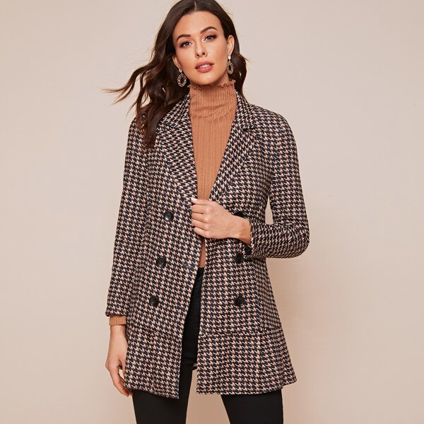 

Double Breasted Lapel Neck Ruffle Hem Blazer, Multicolor