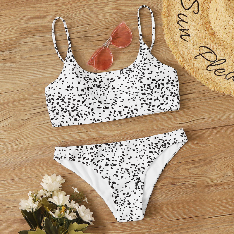 

Dalmatian Print Bikini Swimsuit, Black and white
