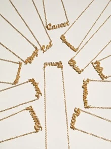 12pcs Constellation Letter Charm Necklace - Yellow Gold - View 1
