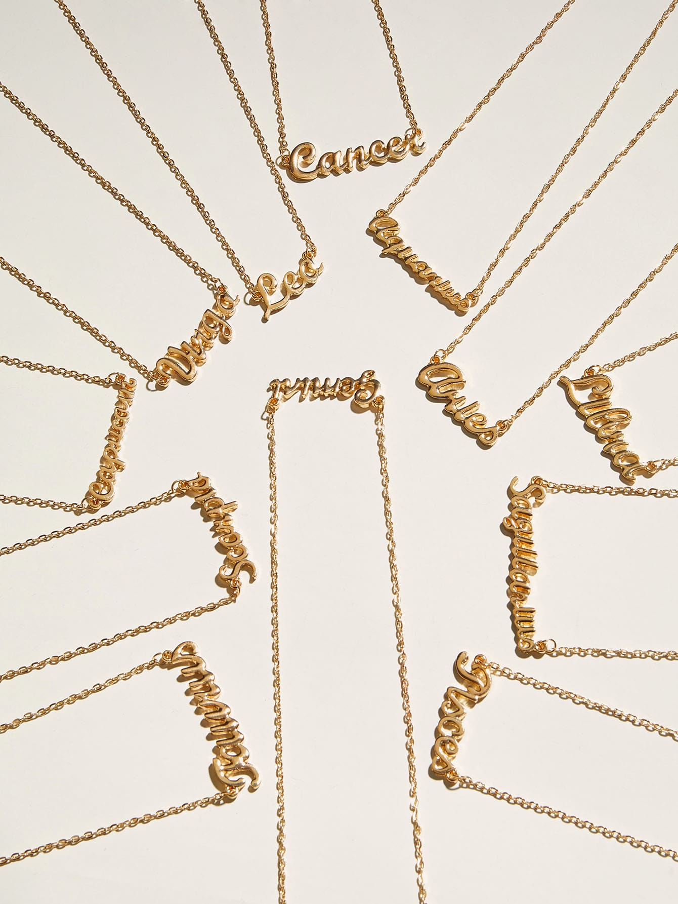 12pcs Constellation Letter Charm Necklace - Yellow Gold - View 1