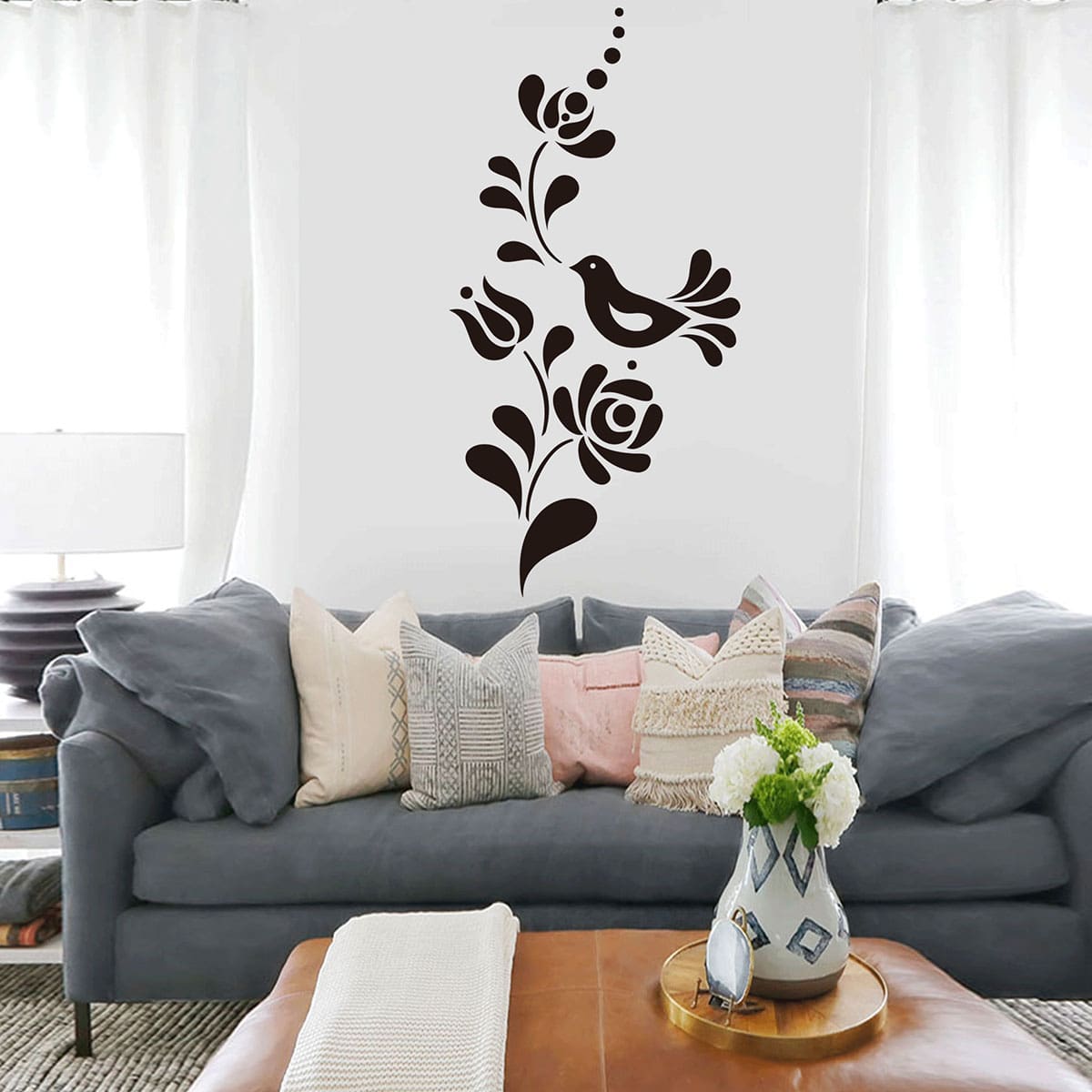 

Bird & Flower Print Wall Sticker