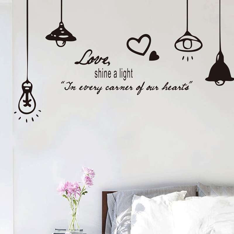 

Slogan & Lamp Print Wall Sticker