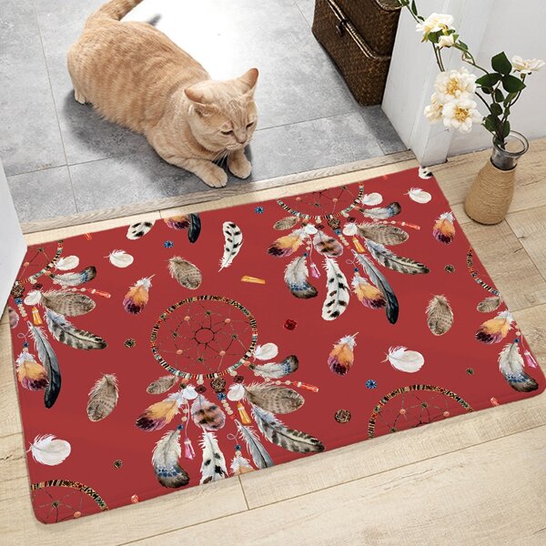 

Feather Dream Catcher Print Floor Mat, Multicolor
