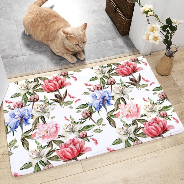 

Floral Print Floor Mat, Multicolor