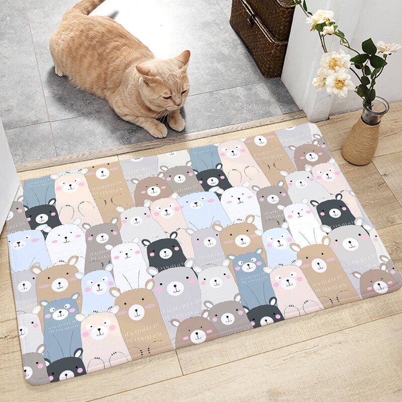 

Cartoon Alpaca Pattern Floor Mat, Multicolor