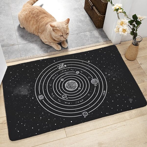 

Planet Print Door Mat, Black and white