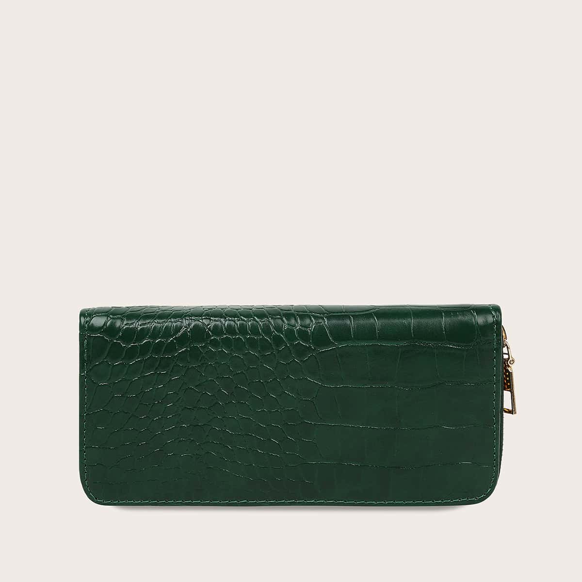 

Croc Embossed Purse, Green