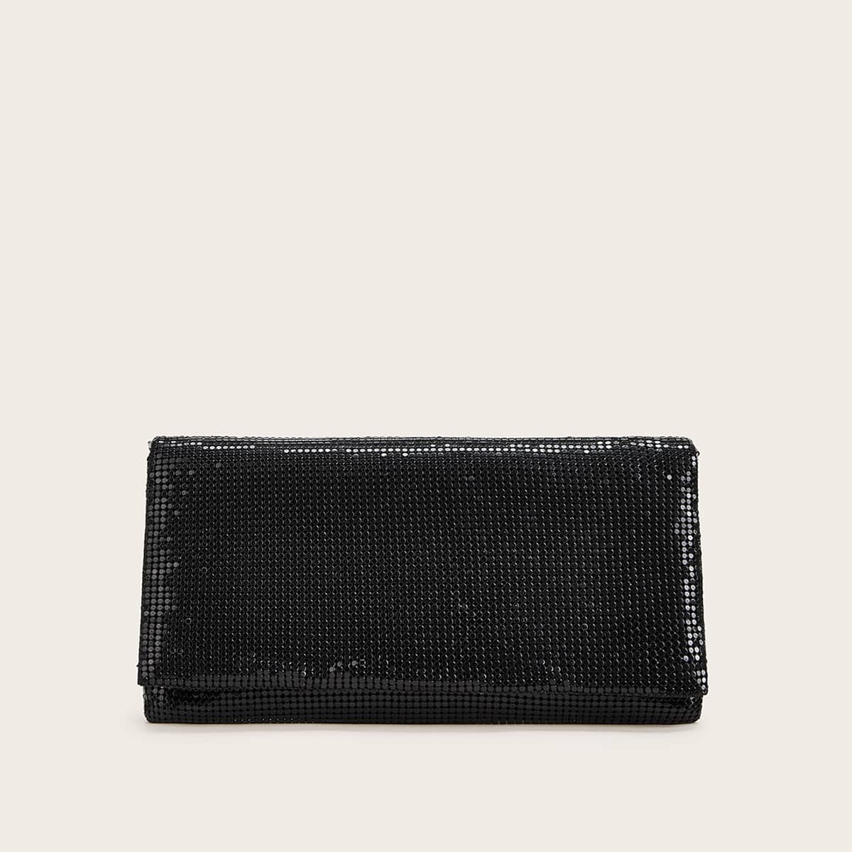 

Flap Clutch Bag With Chain Strap, Black