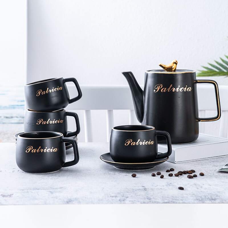 

1pc Letter Graphic Tea Cup & Saucer, Multicolor