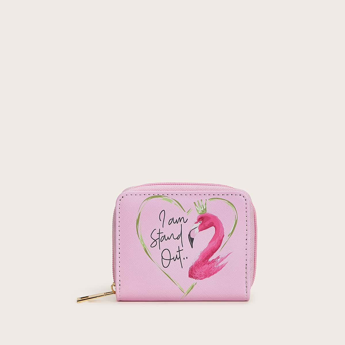 

Flamingo & Letter Graphic Purse, Pink