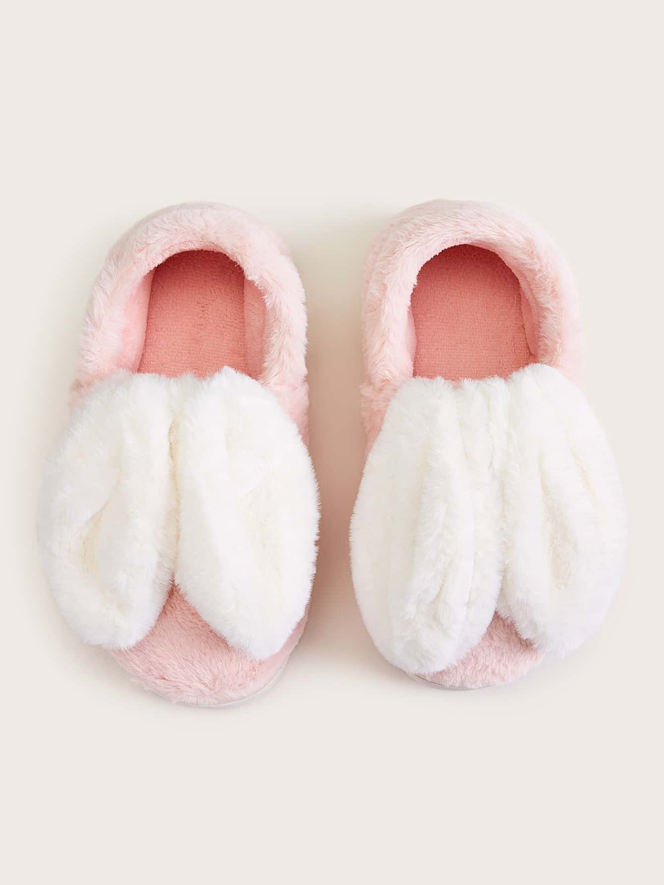 fluffy rabbit ear decor slippers | shein usa