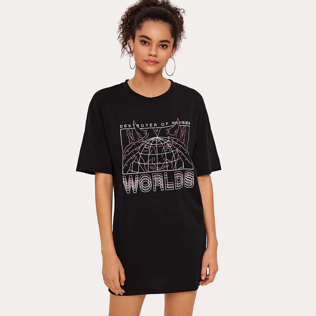 

Devil & Earth Graphic Tee Dress, Black