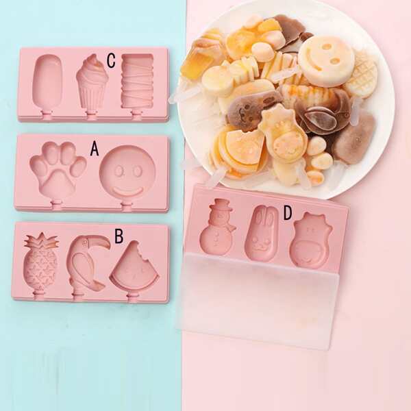 

1pc Random Color Cartoon Shaped Popsicle Mold, Pink