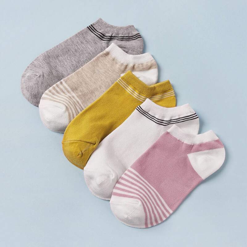 

5pairs Striped Pattern Socks, Multicolor