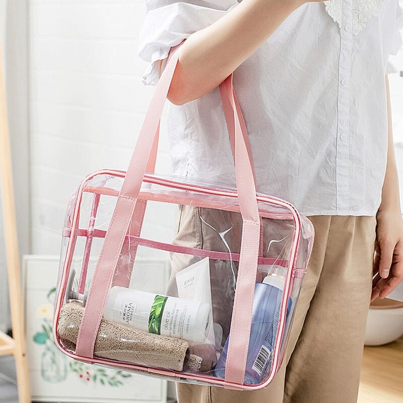 

1pc Portable Transparent Toiletry Bag, Multicolor