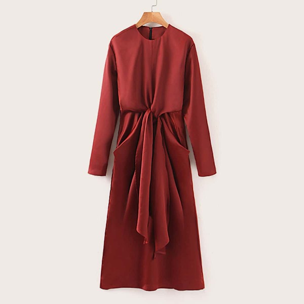 

Exaggerated Ruffle Zip Back Dress, Burgundy