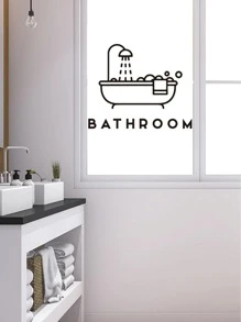 浴缸印花墙贴，黑色可移除墙贴艺术浴室装饰贴纸，贴纸，墙贴，乙烯基家居装饰贴纸，春季装饰品让您的家焕然一新，拉玛装饰贴纸 - 黑色 - 查看 2