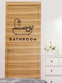 浴缸印花墙贴，黑色可移除墙贴艺术浴室装饰贴纸，贴纸，墙贴，乙烯基家居装饰贴纸，春季装饰品让您的家焕然一新，拉玛装饰贴纸 - 黑色 - 查看 5