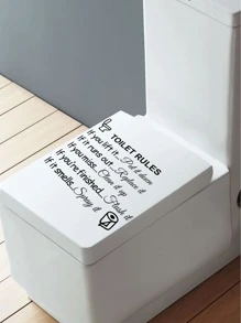 Slogan Graphic Close Stool Sticker, Black Toilet Decal For Bathroom, Stickers, Wall Decal, Vinyl Decal For Home Decorations, Spring Decoration Items Refresh Your Home, Rama Decoration Stickers - Black - View 3