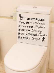 Slogan Graphic Close Stool Sticker, Black Toilet Decal For Bathroom, Stickers, Wall Decal, Vinyl Decal For Home Decorations, Spring Decoration Items Refresh Your Home, Rama Decoration Stickers - Black - View 5