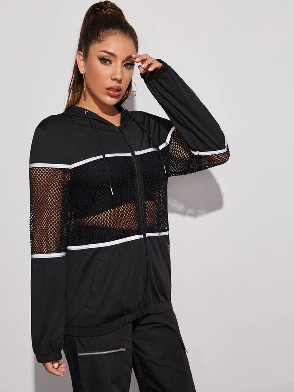 fishnet zip up hoodie