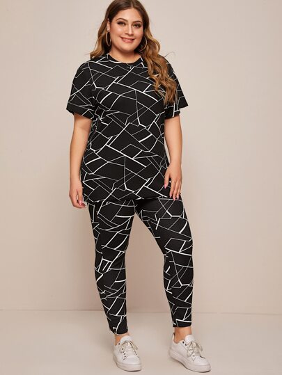 Plus Geo Print Tee & Leggings