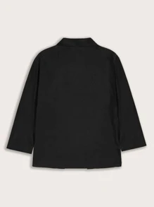 Manfinity Men Crown Embroidery Open Front Kimono - Black - View 2