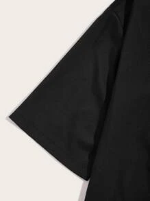 Manfinity Men Crown Embroidery Open Front Kimono - Black - View 3