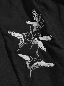 Manfinity Men Crown Embroidery Open Front Kimono - Black - View 4