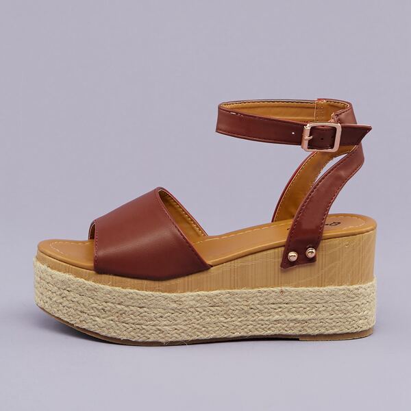 

Open Toe Platform Wedge Sandals, Brown