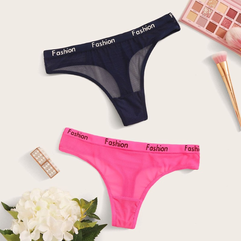 

2pack Letter Tape Panty Set, Multicolor