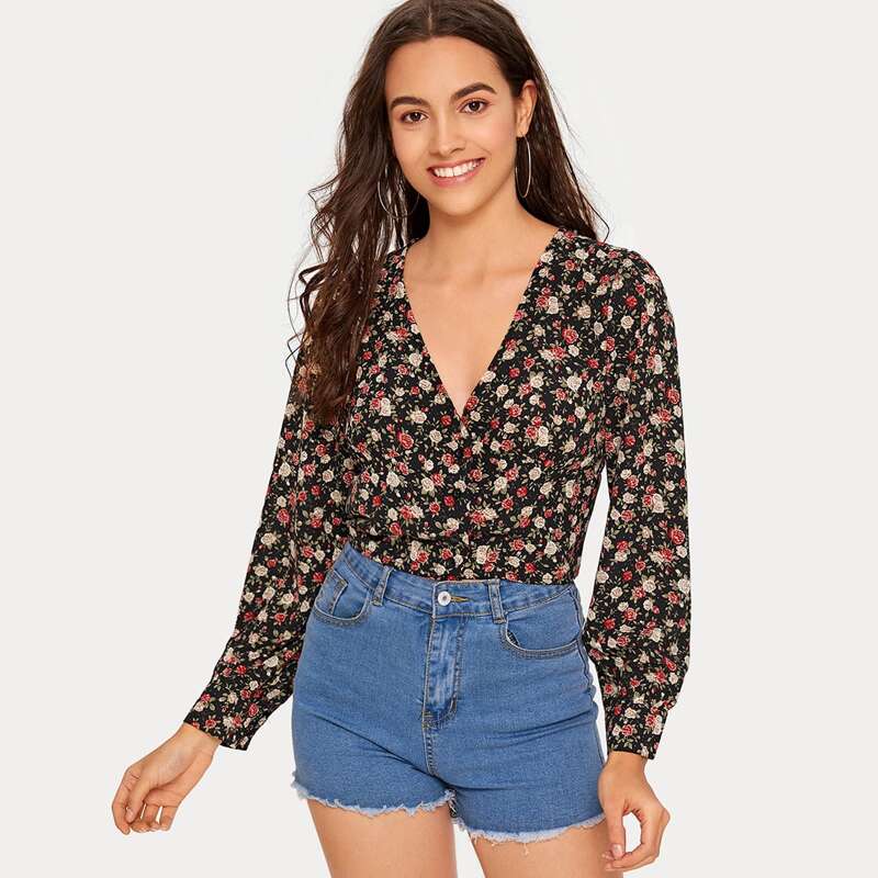 

Ditsy Floral Button Through Crop Blouse, Multicolor