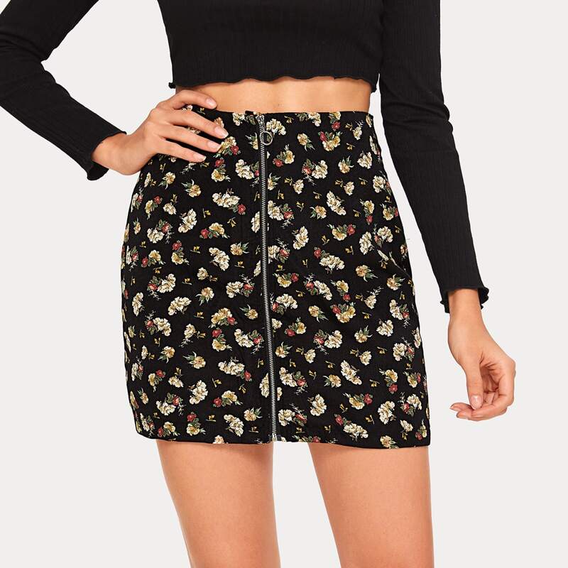 

Allover Floral Print Straight Skirt, Multicolor