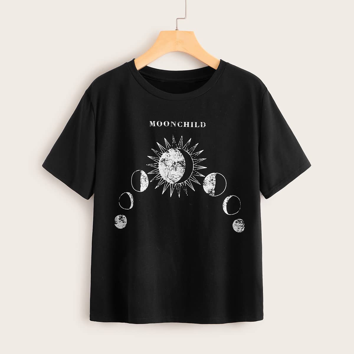 

Moon Graphic Print Black Tee
