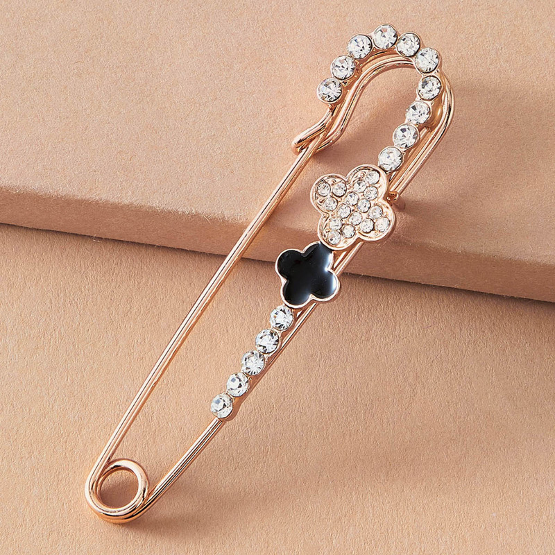 

1pc Rhinestone Decor Brooch, Gold