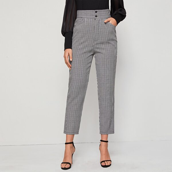 

Glen Plaid Crop Tailored Pants, Grey