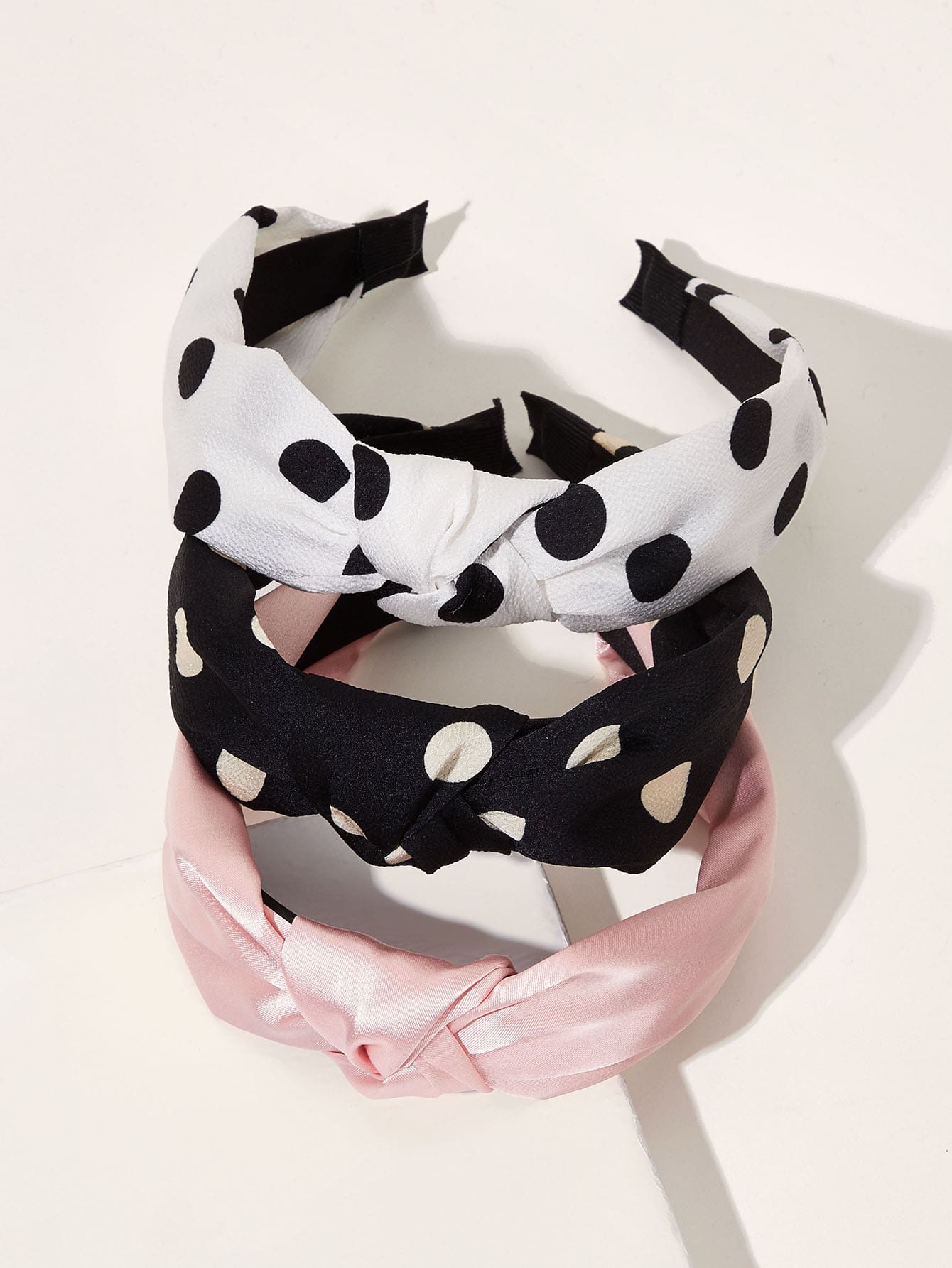 3pcs Polka Dot Pattern Cross Knot Hair Hoop - Multicolor - View 1