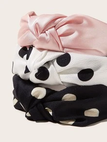 3pcs Polka Dot Pattern Cross Knot Hair Hoop - Multicolor - View 3