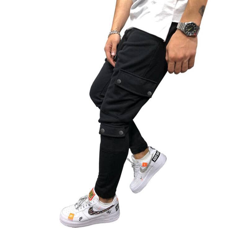 

Guys Flap Pocket Drawstring Cargo Pants, Black