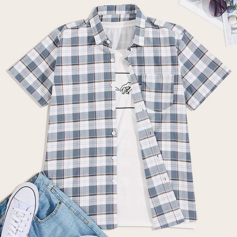 

Guys Plaid Button Up Shirt, Multicolor