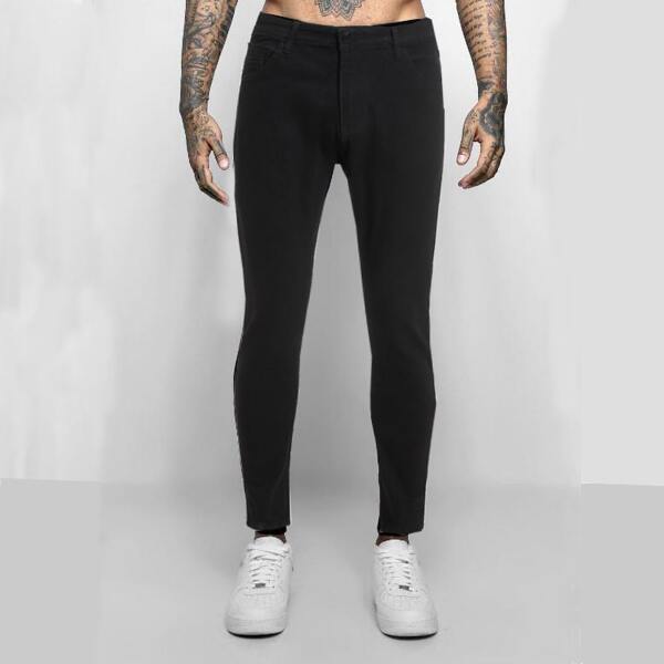 

Men Solid Button Fly Skinny Jeans, Black