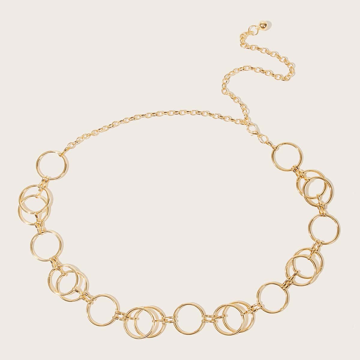 

Hoop Decor Waist Chain Belt, Gold