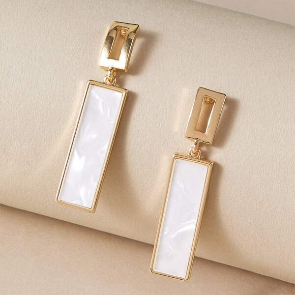 

1pair Rectangle Drop Earrings, Multicolor