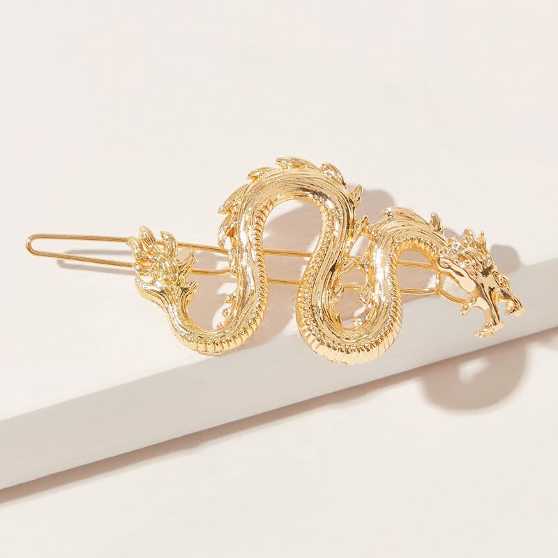 

Metallic Dragon Design Hair Clip, Gold
