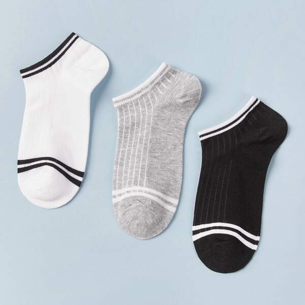

3pairs Striped Pattern Socks, Multicolor